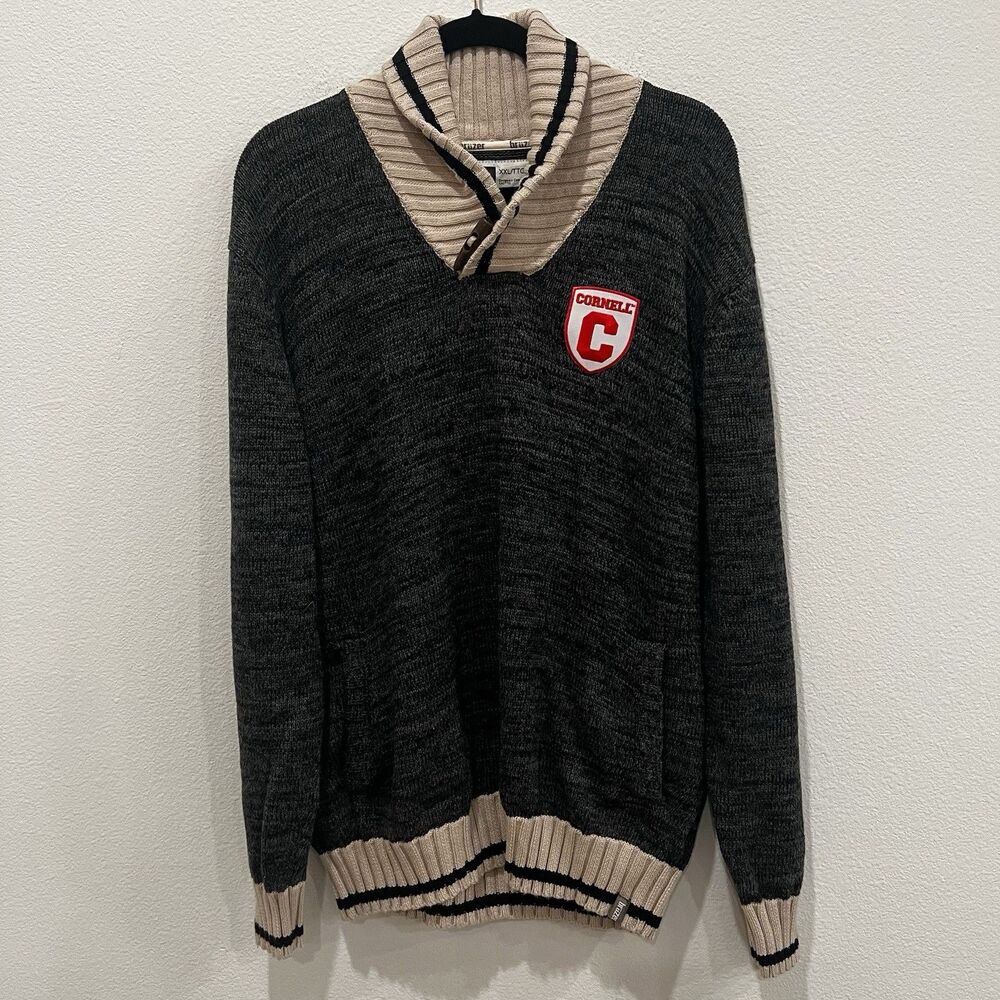 Cornell Bruzer NCAA Men's XXL Varsity Cowl Neck Sweater Y2K Preppy Academia